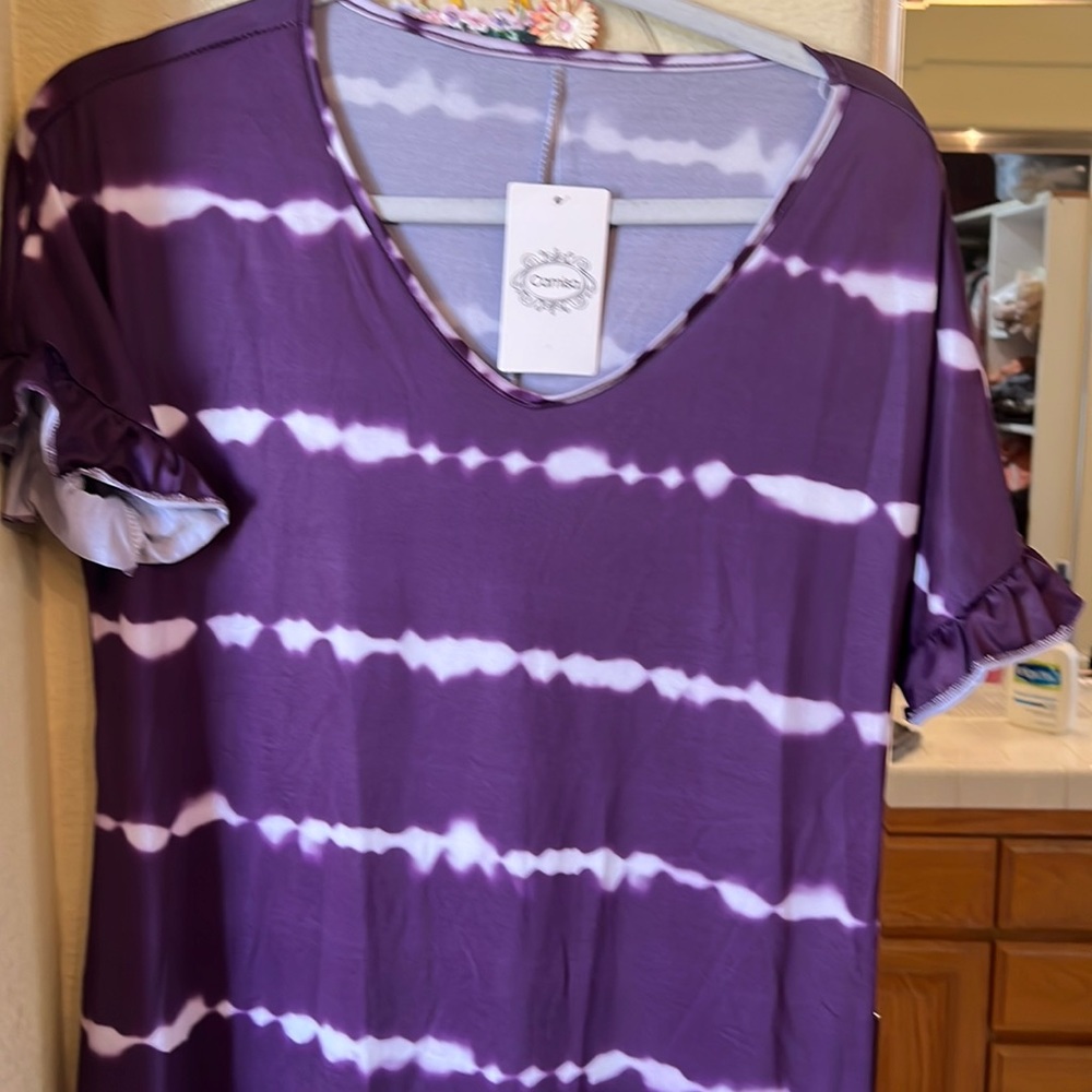 Tie dye Midi dress Perfect for summer n pool; frill detail on sleeves, v-neck